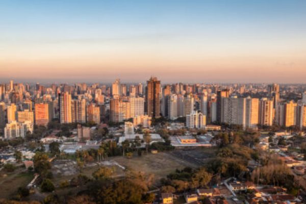 Aerial view of Curitiba City at sunset - Curitiba, Parana, Brazil
